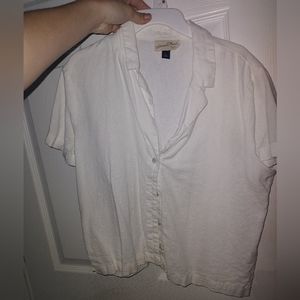 white collared button down top